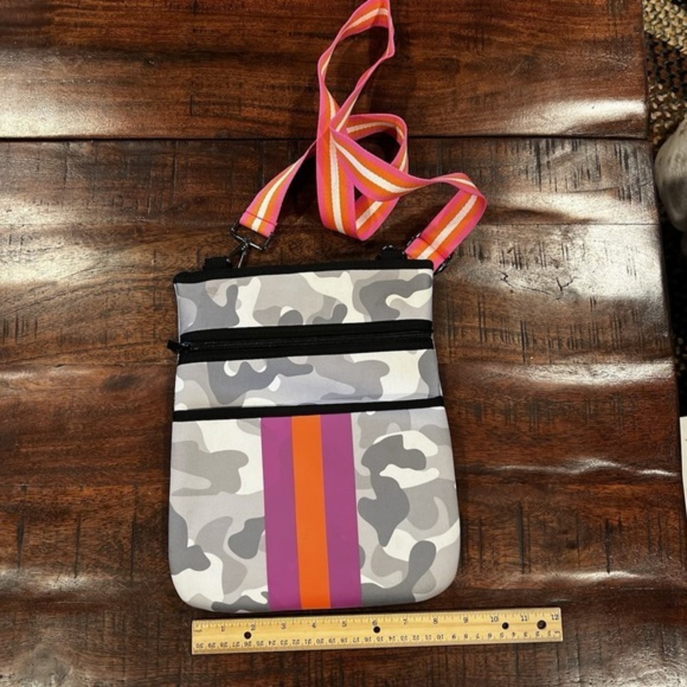 Neoprene Camo‎ Crossbody Stripe Webbing Stripe Pink Orange Gray